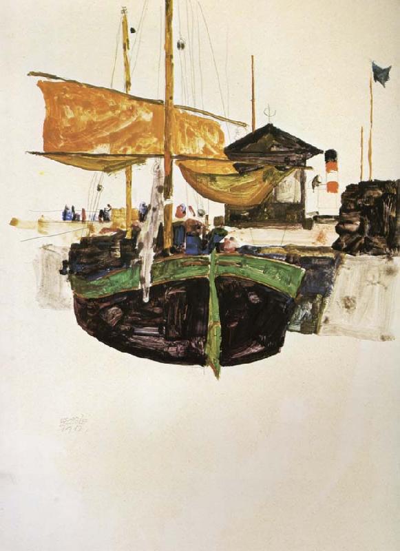 Egon Schiele Ships at Trieste oil painting picture